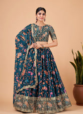 Gorgeous Looking Lehenga Choli in Teal Blue Colour